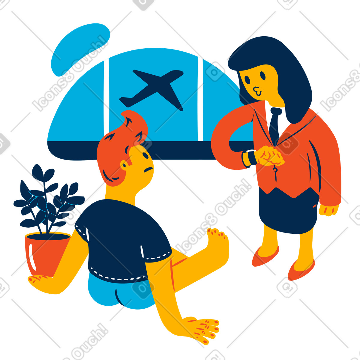 Der flug wartet-Illustration im Flame-Stil als Download in PNG, SVG
