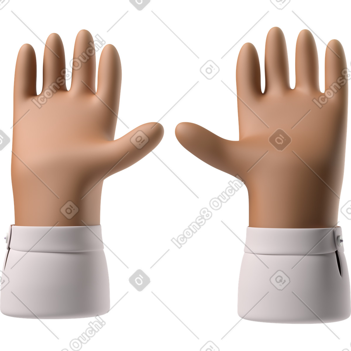 Mani di pelle marrone alzate illustrazione in stile 3D Hands Fun&Wild scarica in PNG, SVG