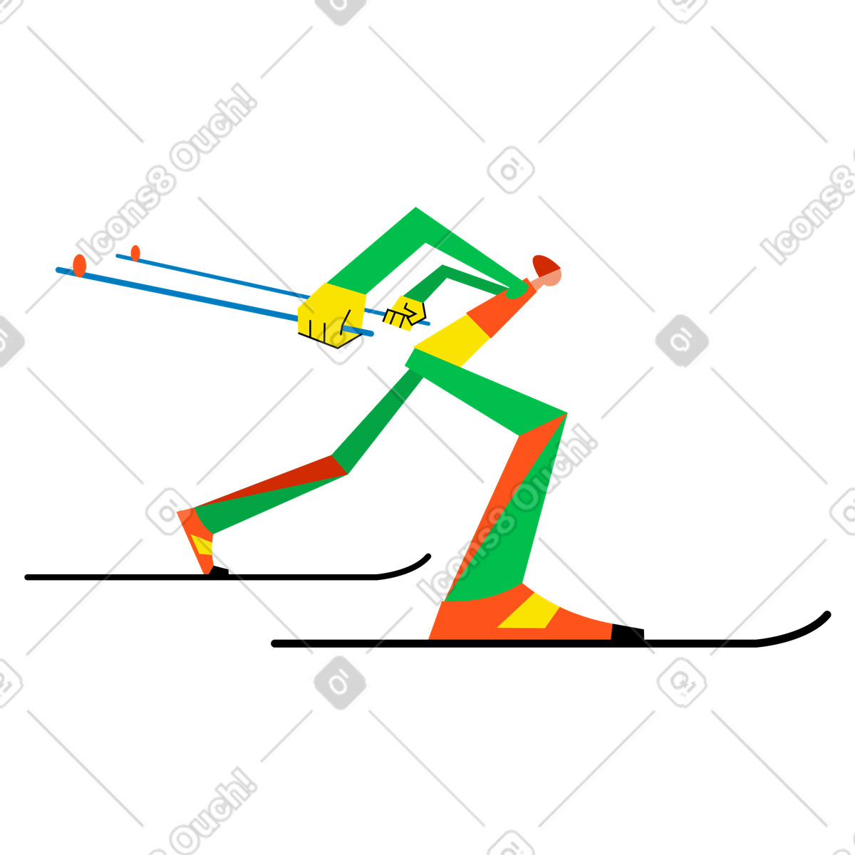 Ilustração de Atleta participando esqui cross country em no estilo Warp para baixar em PNG, SVG