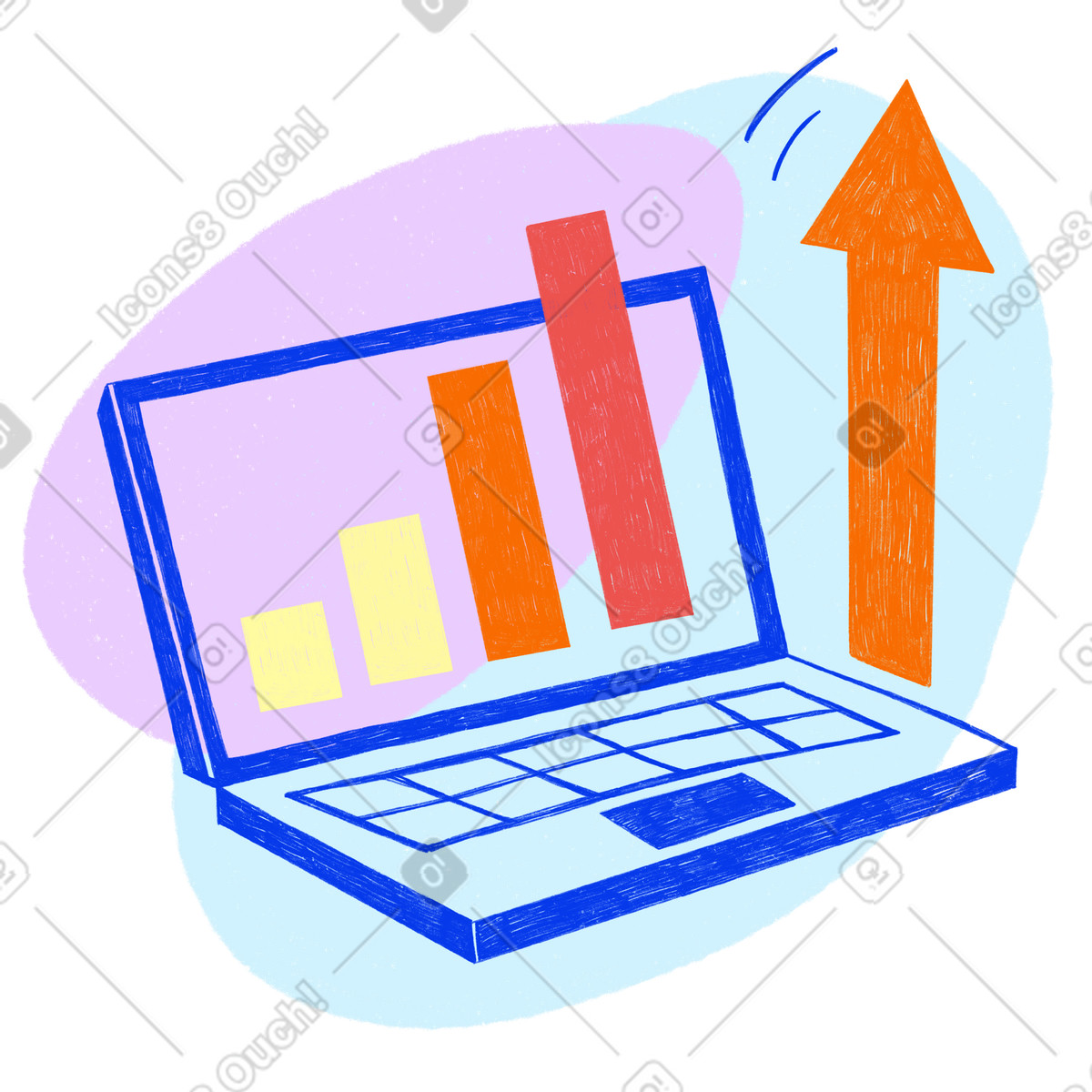 Growth of investments, productivity work illustration in Biro style download in PNG, SVG