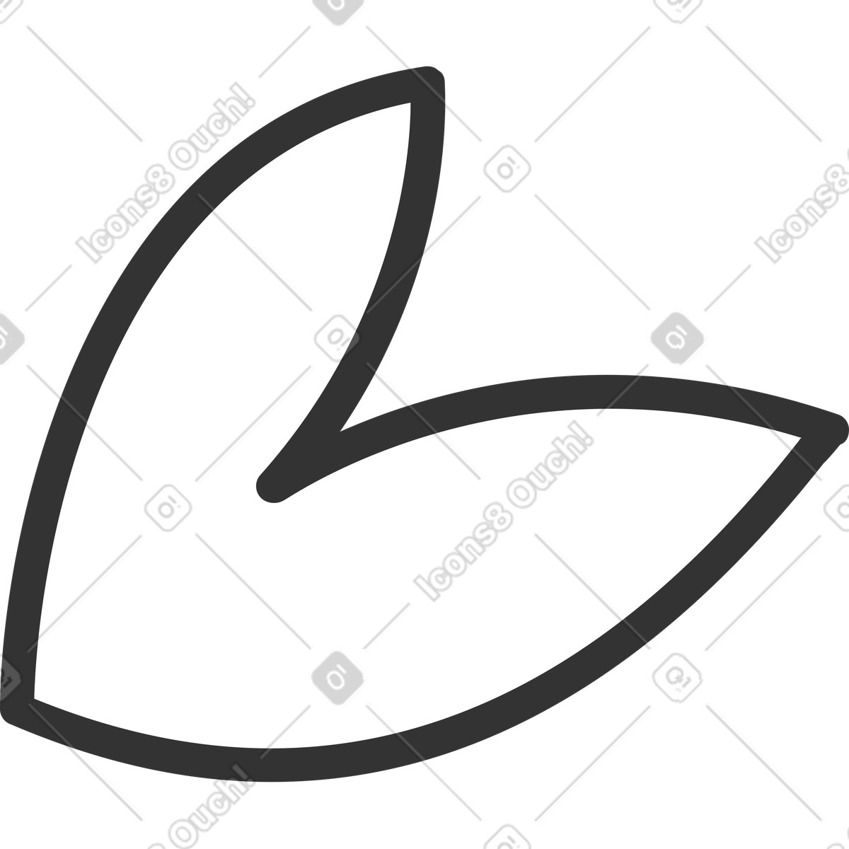 下载 Crayon 风格的 Two white leaves with black outline 插画，支持 PNG、SVG 格式