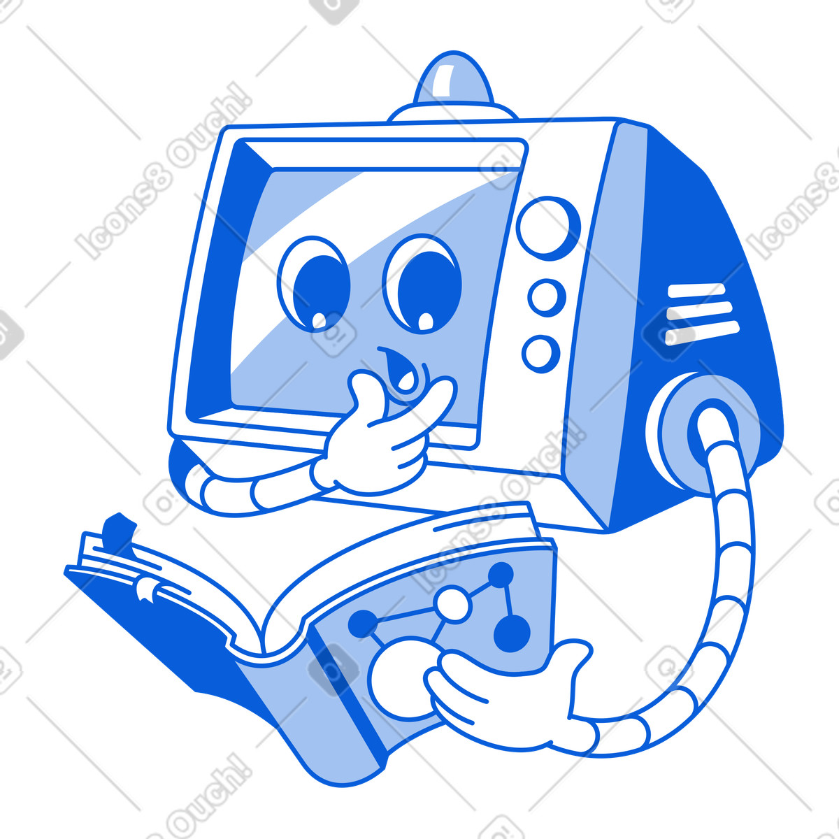 AI training or machine learning, Dataset study digital education animierte Illustration im Handy Line-Stil als Download in GIF, Lottie (JSON), AE