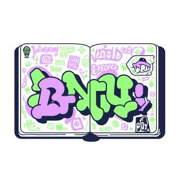 A carnet page capturing the vibrant colors and styles of urban graffiti art