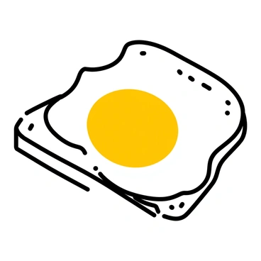 A close-up view of a fried egg placed on a slice of toast. The egg white is slightly crispy at the edges, while the yolk is bright and golden, gently breaking open and flowing onto the surface of the toast. The textures of the toast are visible, showing its golden-brown crust and soft, fluffy interior. The background is softly blurred to emphasize the details of the egg and toast.