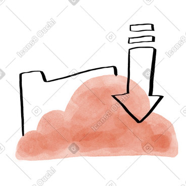 Simple cloud and download arrow, Cloud storage and data management animated illustration in GIF, Lottie (JSON), AE