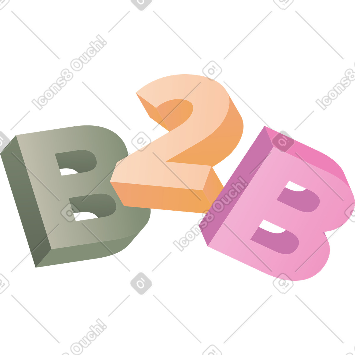 Schriftzug b2b-text-Illustration im Coworking-Stil als Download in PNG, SVG