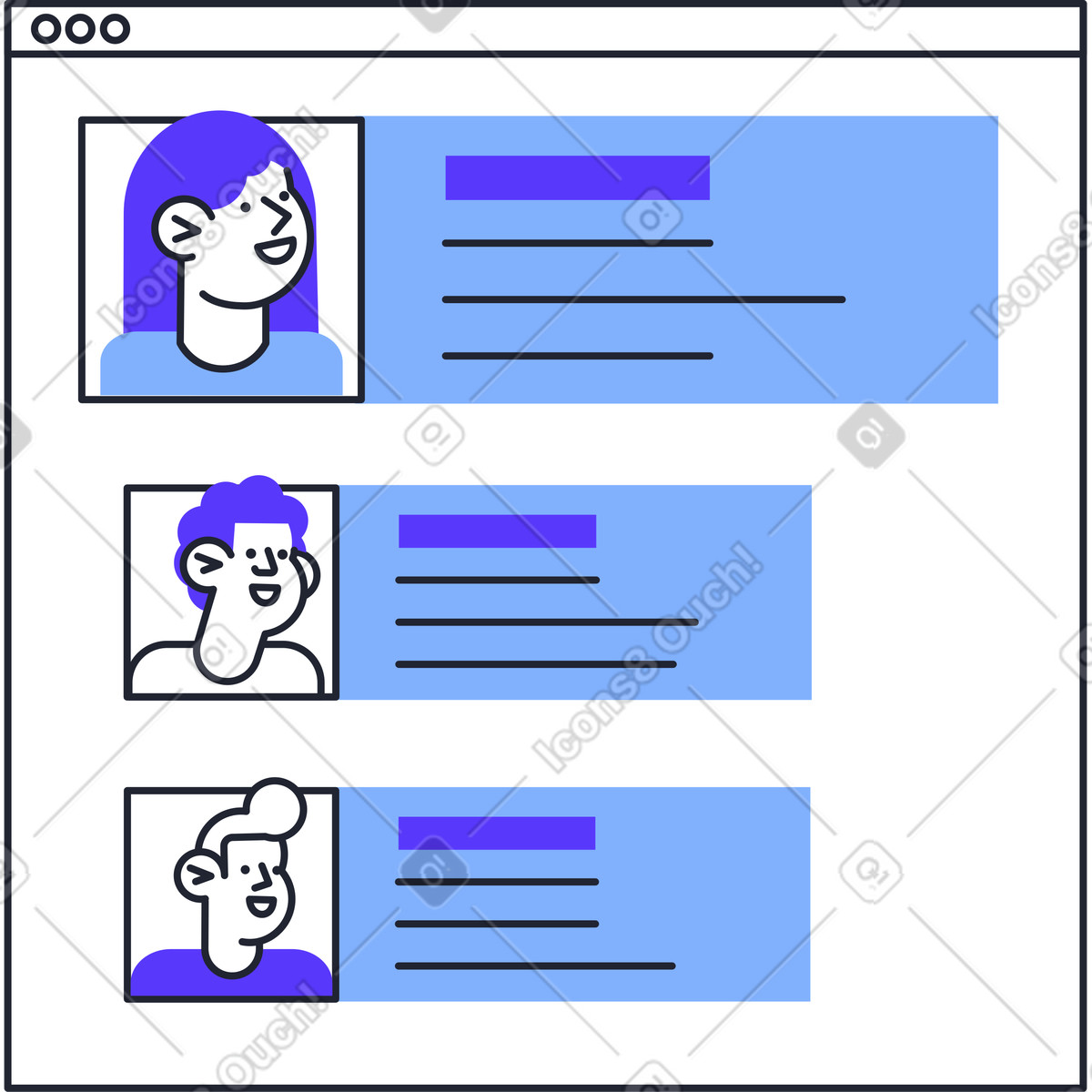 Ilustración Window with people's resumes en estilo Pablita a descargar en PNG y SVG