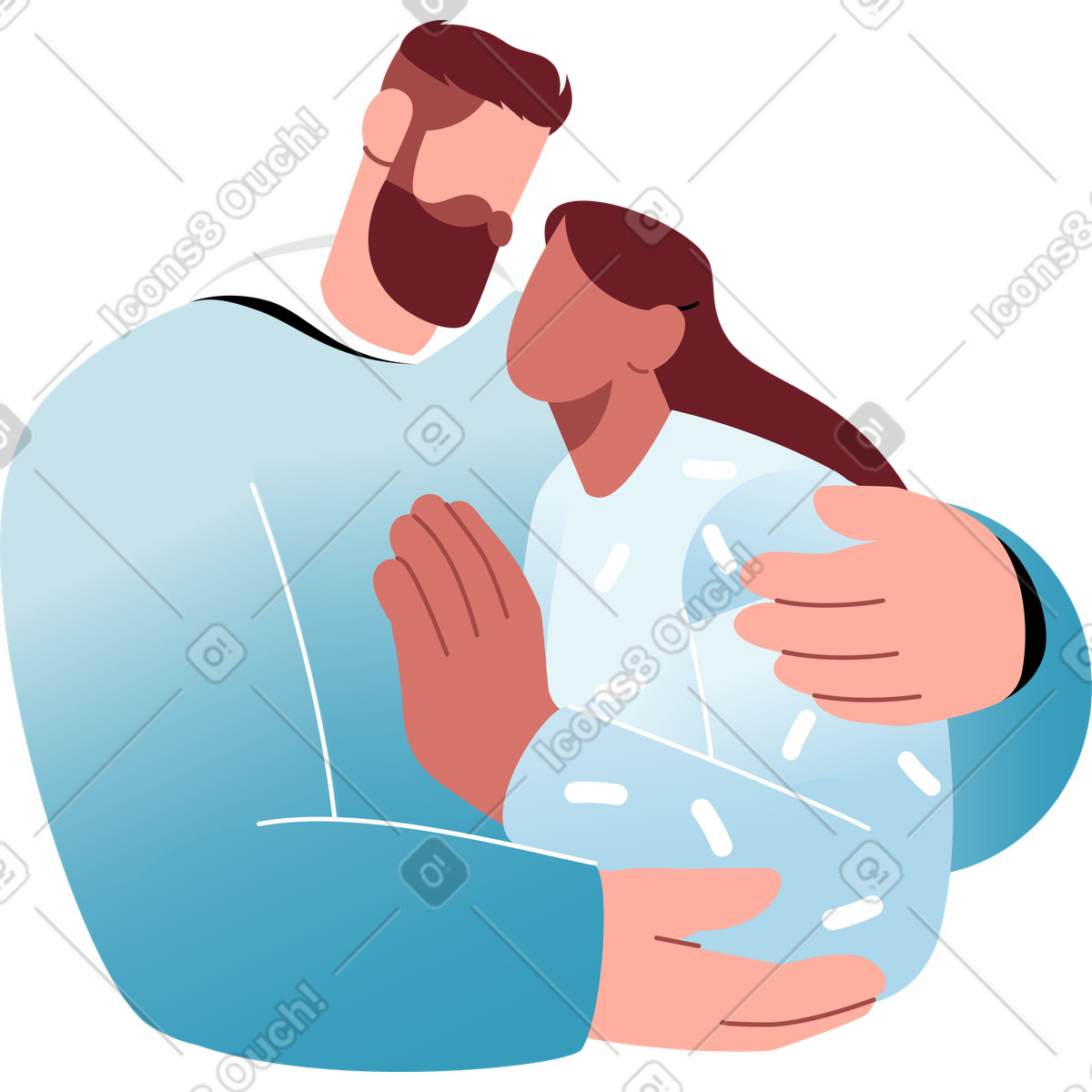 Couple of lovers illustration in Airy style download in PNG, SVG