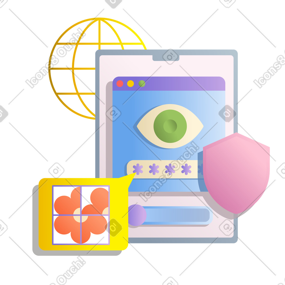 Silky スタイルの サイバー パスワード セキュリティ のイラストをPNG、SVG形式でダウンロード