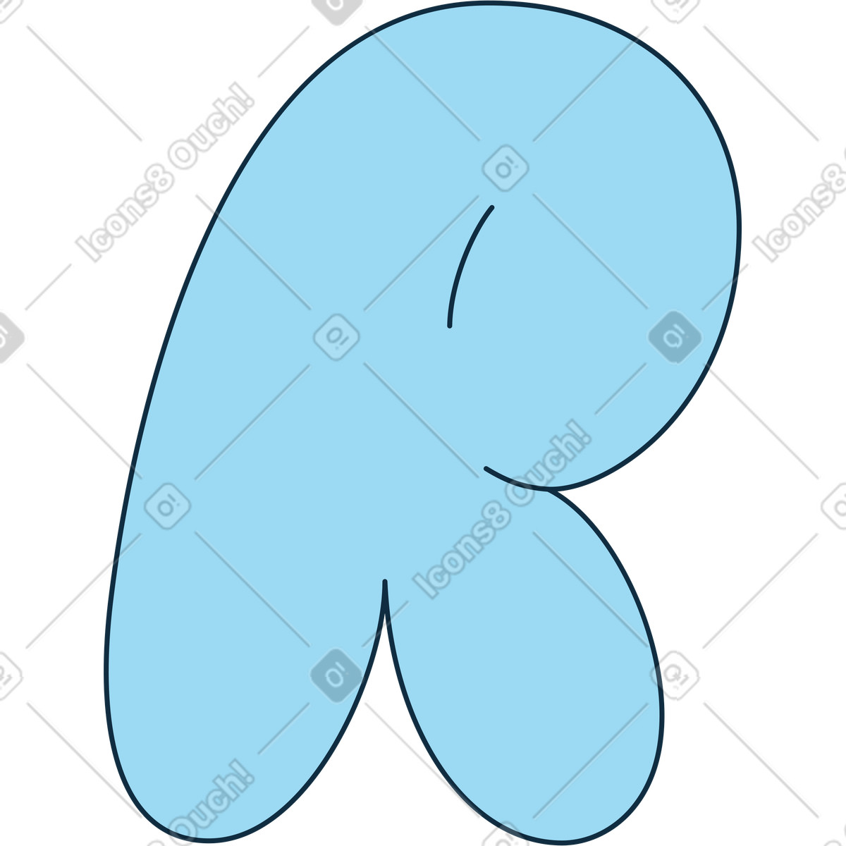 Bubble gum スタイルの 文字r のイラストをPNG、SVG形式でダウンロード
