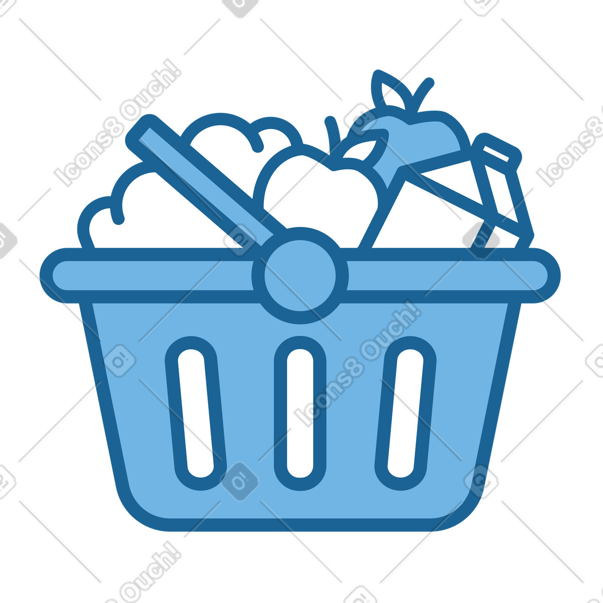 Einkaufskorb voller lebensmittel-Illustration im Natty-Stil als Download in PNG, SVG