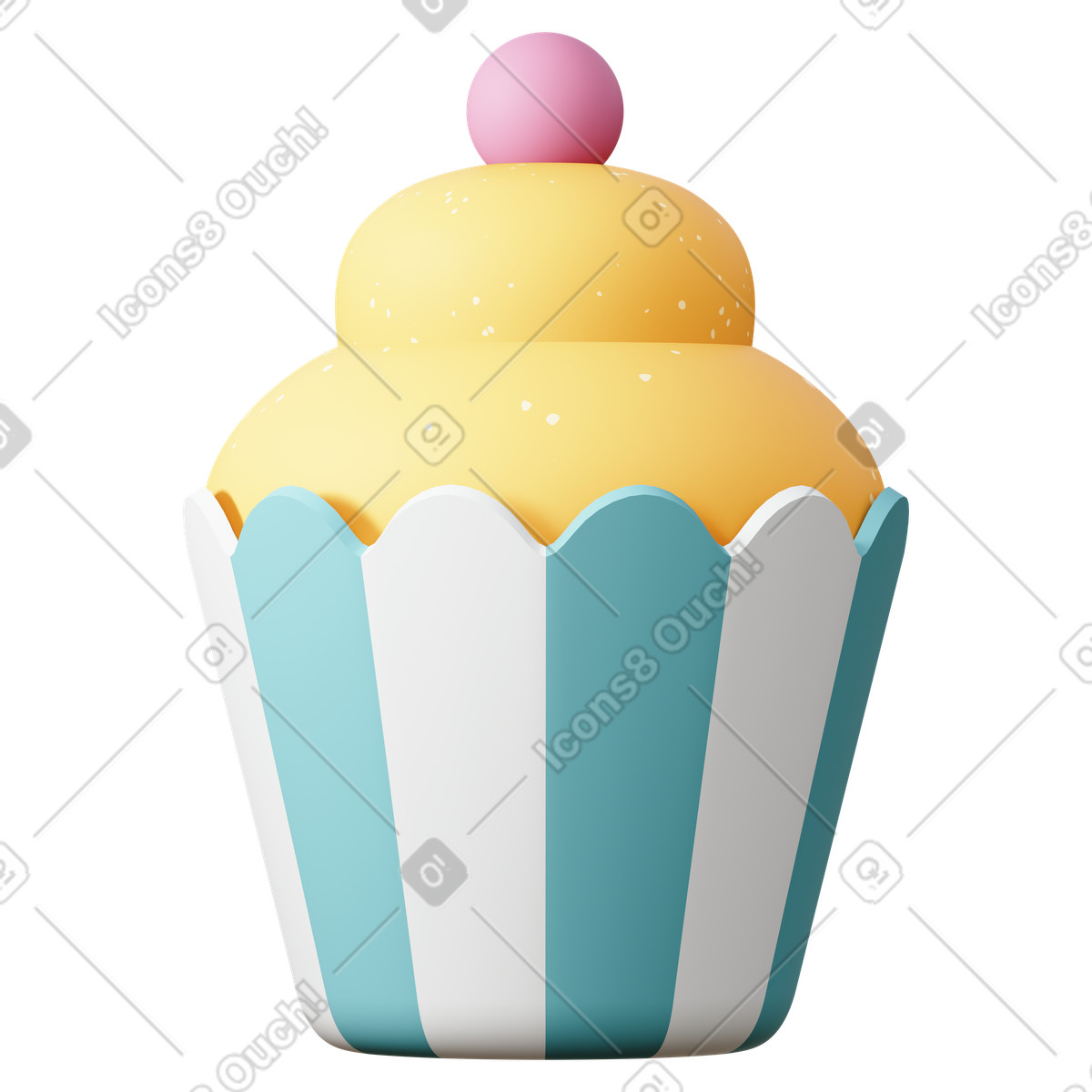 Cupcake-Illustration im 3D Sugary-Stil als Download in PNG, SVG