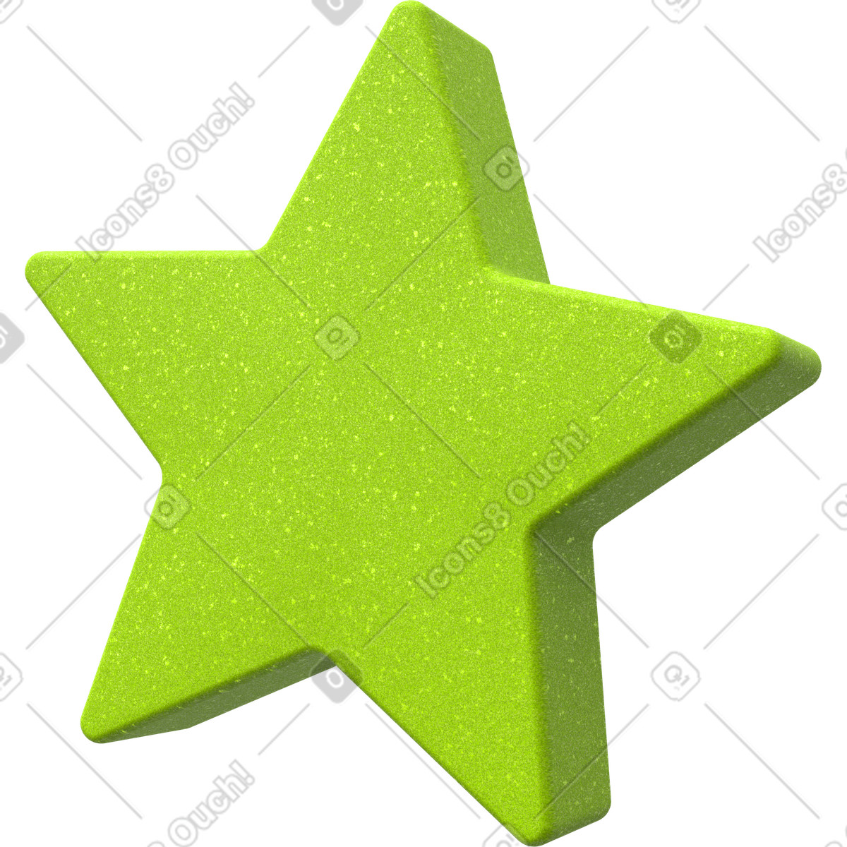 Star icon illustration representing success and achievement in green matte clipart