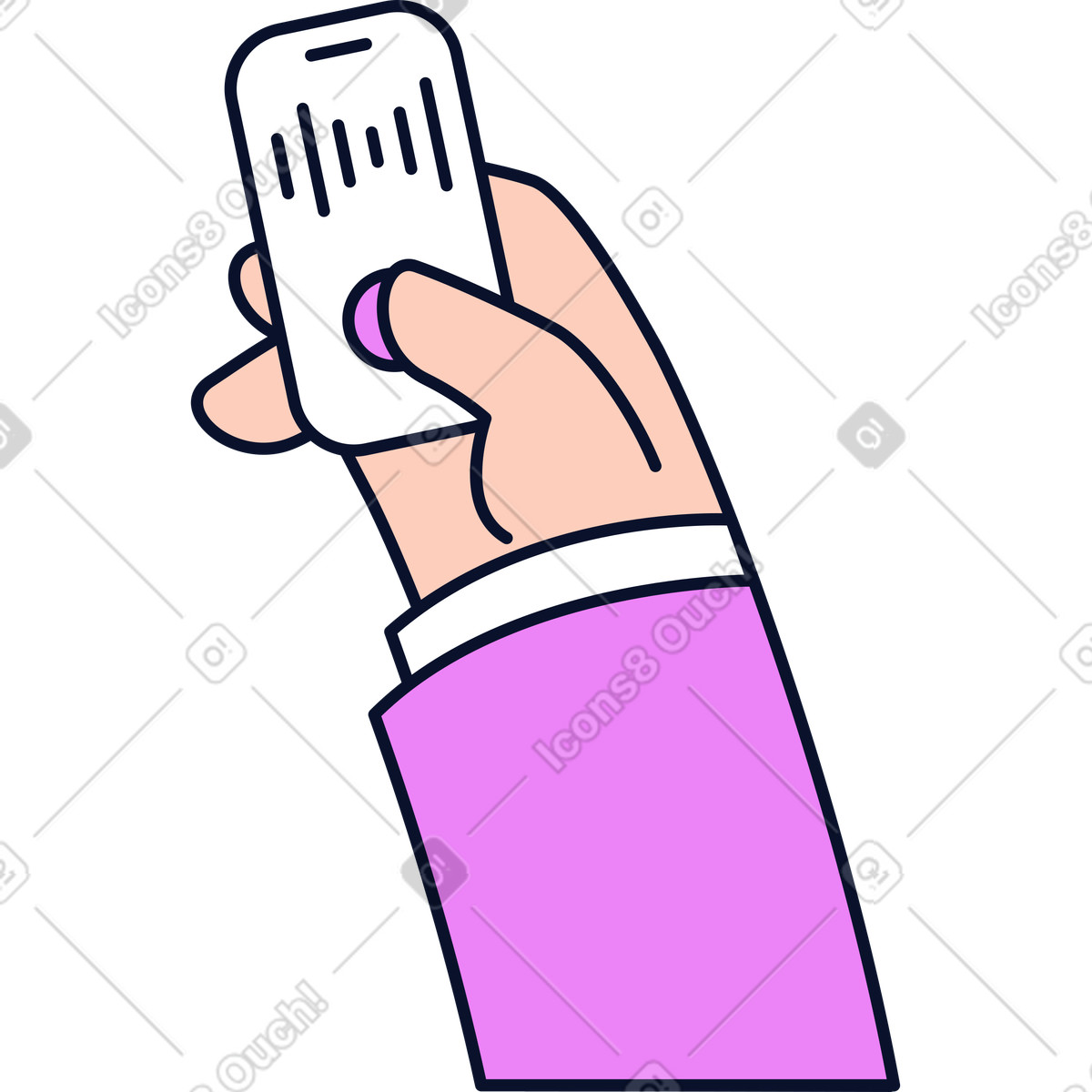 Ilustración Mano sosteniendo un teléfono inteligente para grabar audio en estilo Flexy a descargar en PNG y SVG