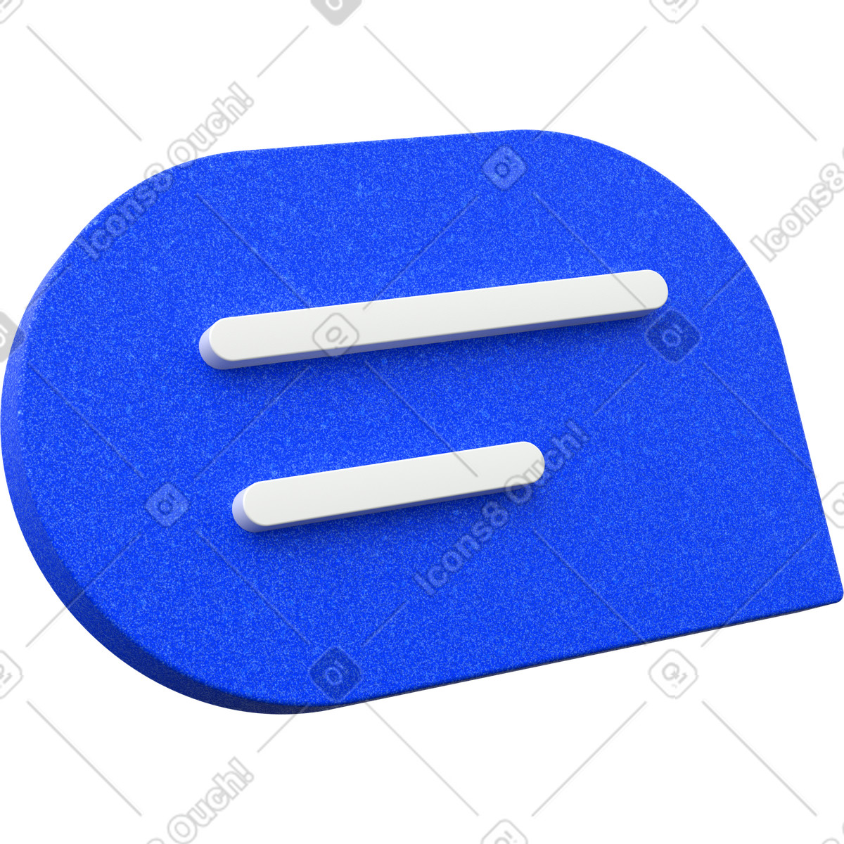 Illustration Icône de bulle dialogue bleue, lignes texte blanches dans le style 3D Enterprise à télécharger aux formats PNG, SVG