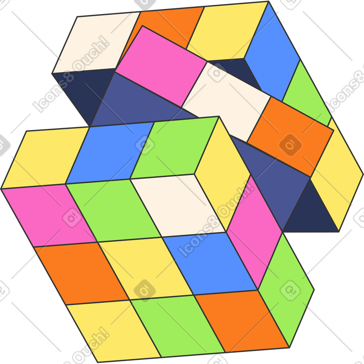 Иллюстрация Rubik's cube в стиле Kit — скачать в форматах PNG, SVG