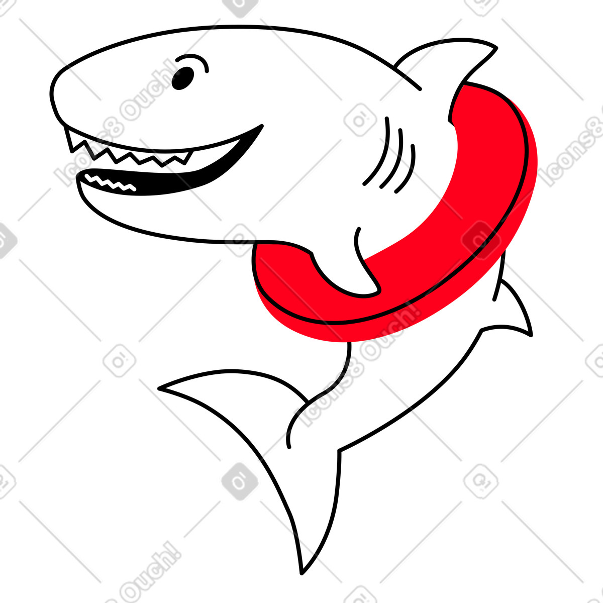 Hai mit einem aufblasbaren ring-Illustration im Transistor-Stil als Download in PNG, SVG