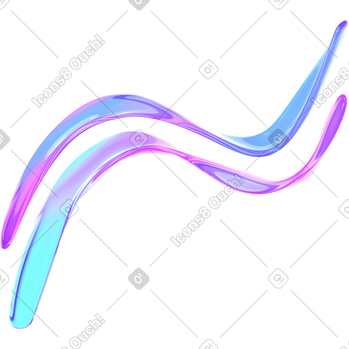 매끄럽고 흐르는 유리 리본 animated illustration in 3D Glassy style download in GIF, Lottie (JSON), AE