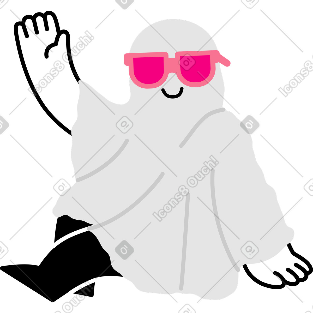 Figur in einem geisterkostüm-Illustration im Giggle-Stil als Download PNG, SVG