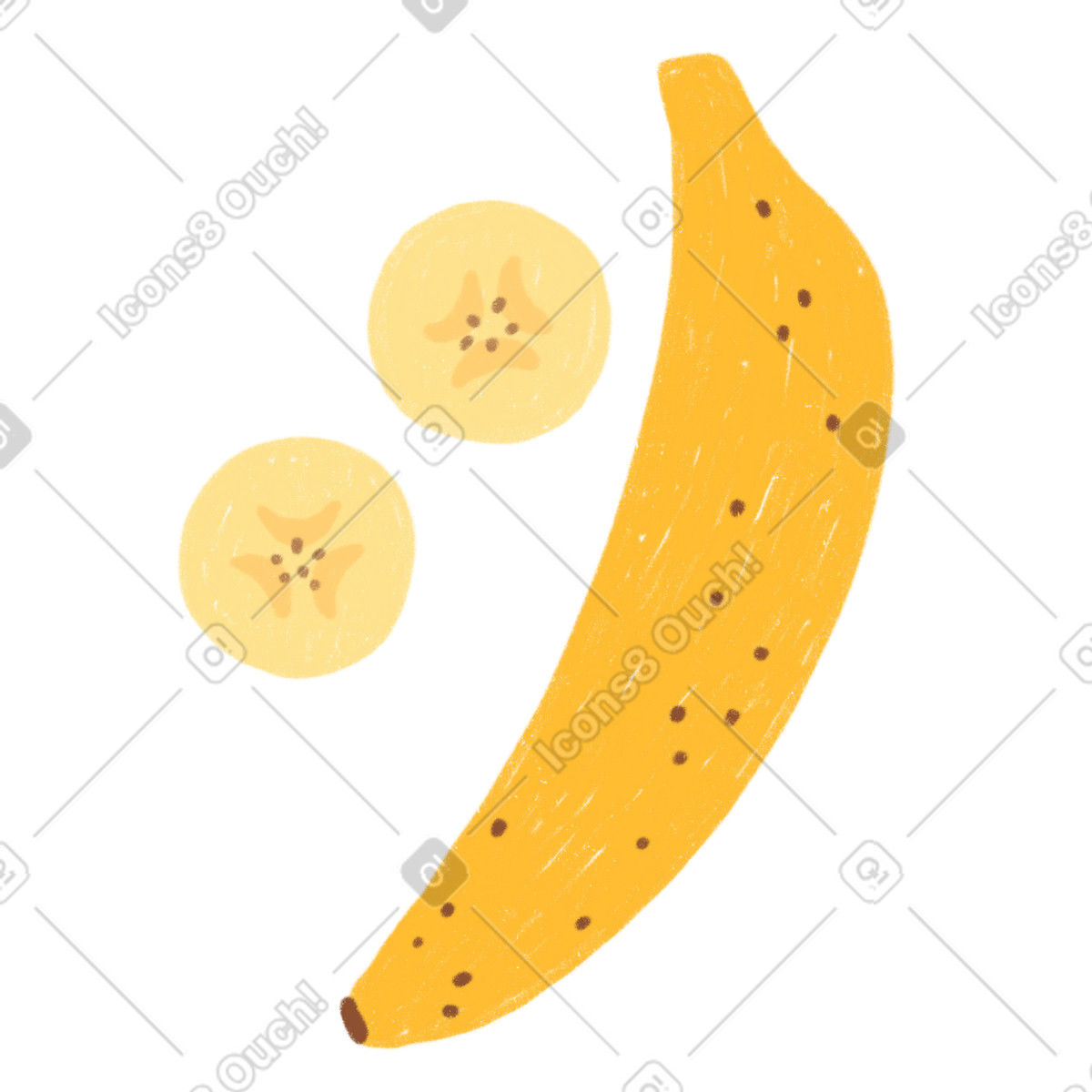 Banana fruit and slices illustration in Cozy style download in PNG, SVG
