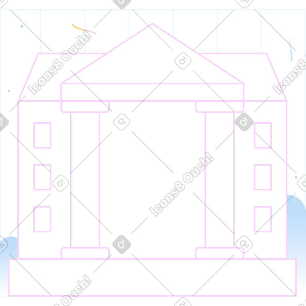 Ilustração de Fundo listrado com universidade em no estilo Marginalia para baixar em PNG, SVG