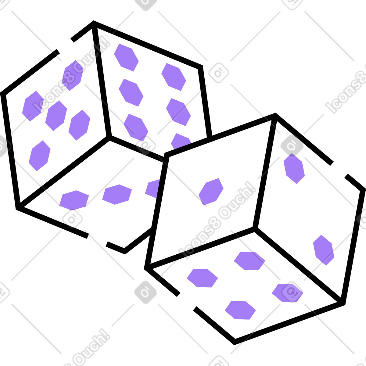 Dice cubes illustration in Amethyst style download in PNG, SVG