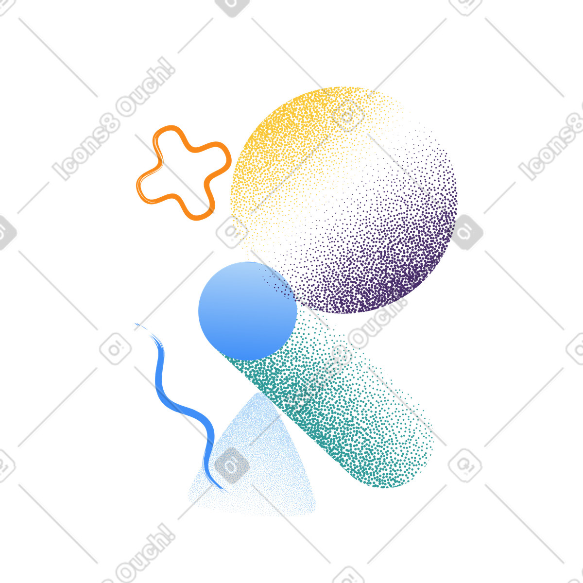 Illustration Abstract geometric shapes with dotted texture dans le style Grain à télécharger aux formats PNG, SVG
