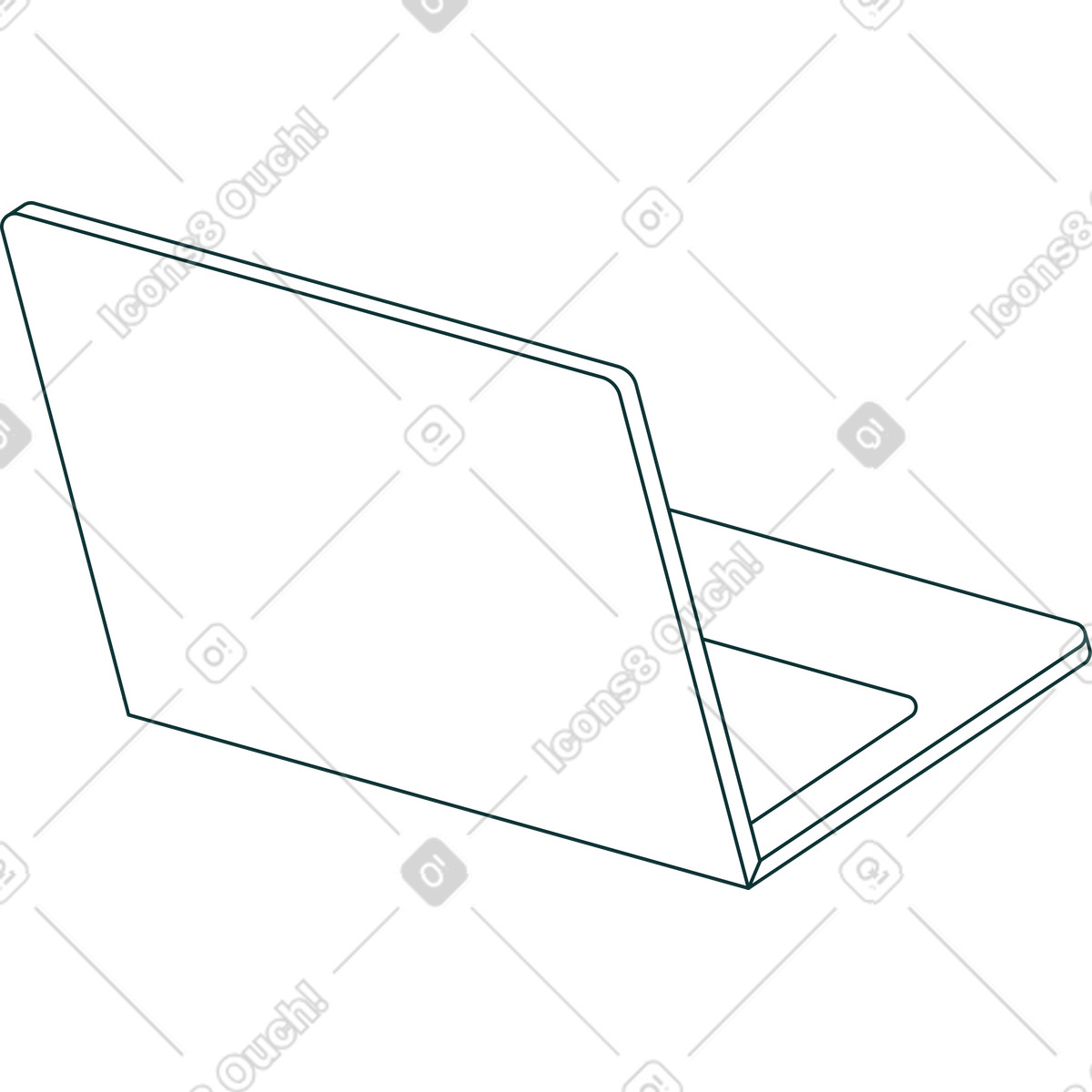 Laptop bianco in prospettiva con il display rivolto dall'altra parte rispetto a uno spettatore illustrazione stile Florid scarica PNG, SVG