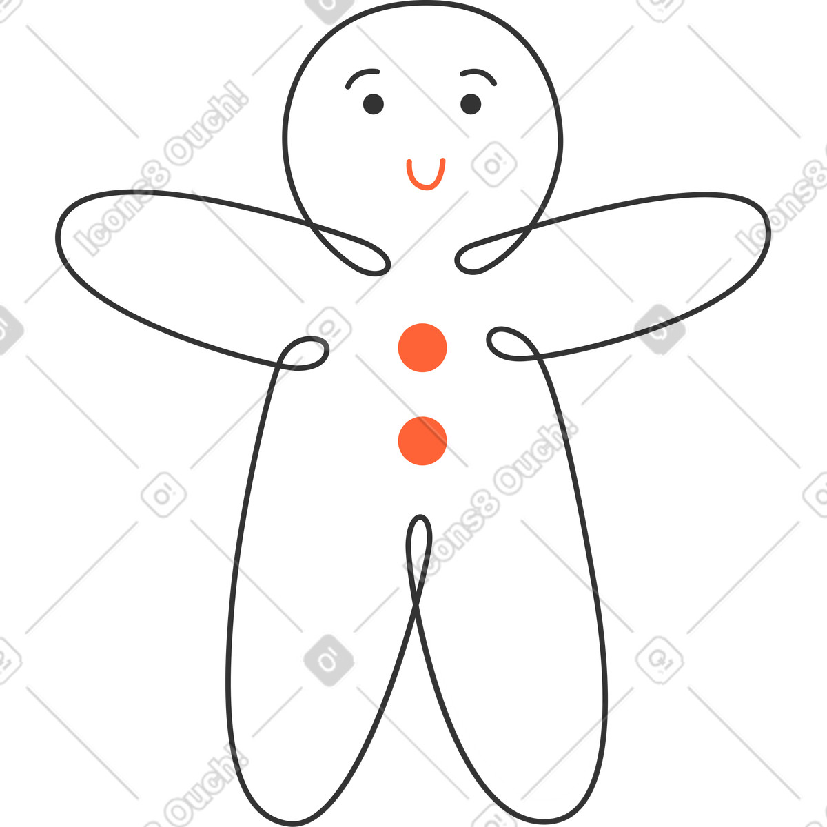 Omino di pan zenzero illustrazione in stile Crayon scarica in PNG, SVG