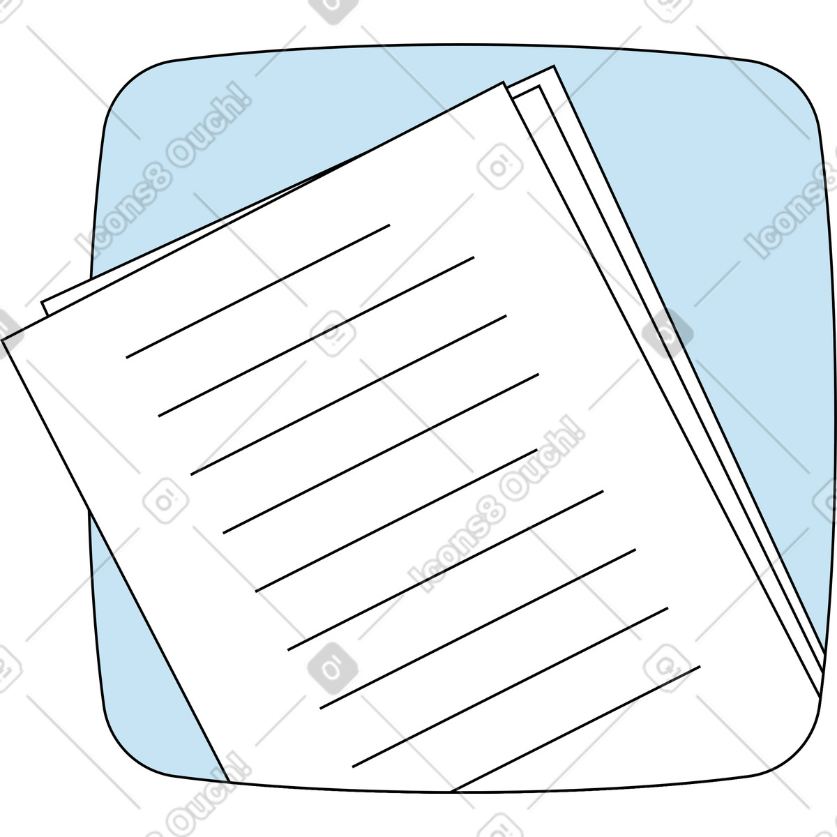 Sheets of paper on a square background illustration in Kindy style download in PNG, SVG
