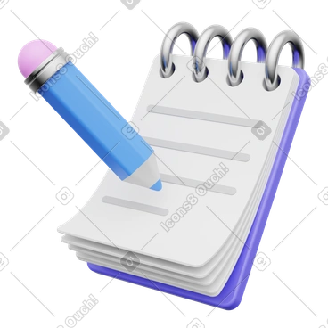 Notepad and pencil, Note taking and writing essentials PNG, SVG