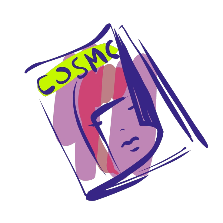 A stylized face with bold colors - Glam style illustration