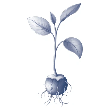 A close-up view of a plant's structure, showcasing roots, stems, and leaves in detail.