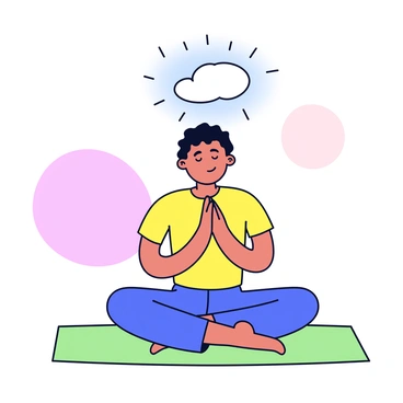 A calming scene depicting a person practicing deep breathing, with the amygdala illustrated as a source of peace.
