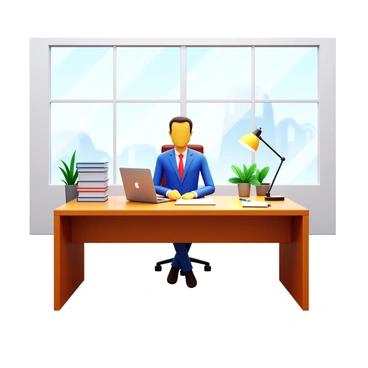 A CEO in a tailored suit is reviewing documents at a sleek, minimalist desk. The desk is made of polished wood with clean lines and has a single, modern lamp casting light. The office is brightly lit, with large windows allowing natural light to flood in. There are a few indoor plants positioned neatly on the windowsill, adding a touch of greenery. On the desk, there are stacks of organized papers and a high-end laptop open next to a stylish pen. The walls are adorned with abstract art, enhancing the modern atmosphere of the office.