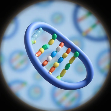 A close-up view through a microscope, showcasing the enzyme "DNA polymerase" in action. The "DNA polymerase" appears as a complex molecular structure, actively interacting with a "DNA strand" that features its characteristic double helix shape. The scene captures individual "nucleotides" being added to the "DNA strand," with vibrant colors highlighting the phosphate, sugar, and base components of the nucleotides. The background is softly blurred to emphasize the intricate process of DNA replication taking place.