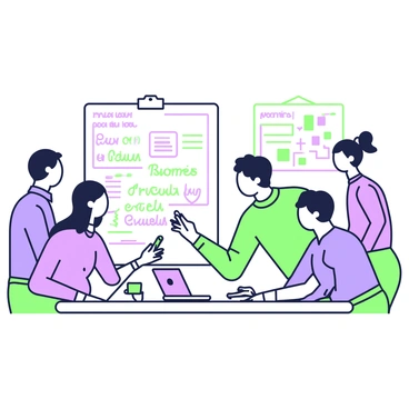 A sales team writing down their goals on a large flip chart during a planning session