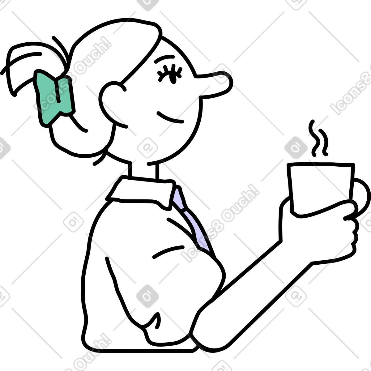 Donna che beve il tè illustrazione in stile Notes scarica in PNG, SVG