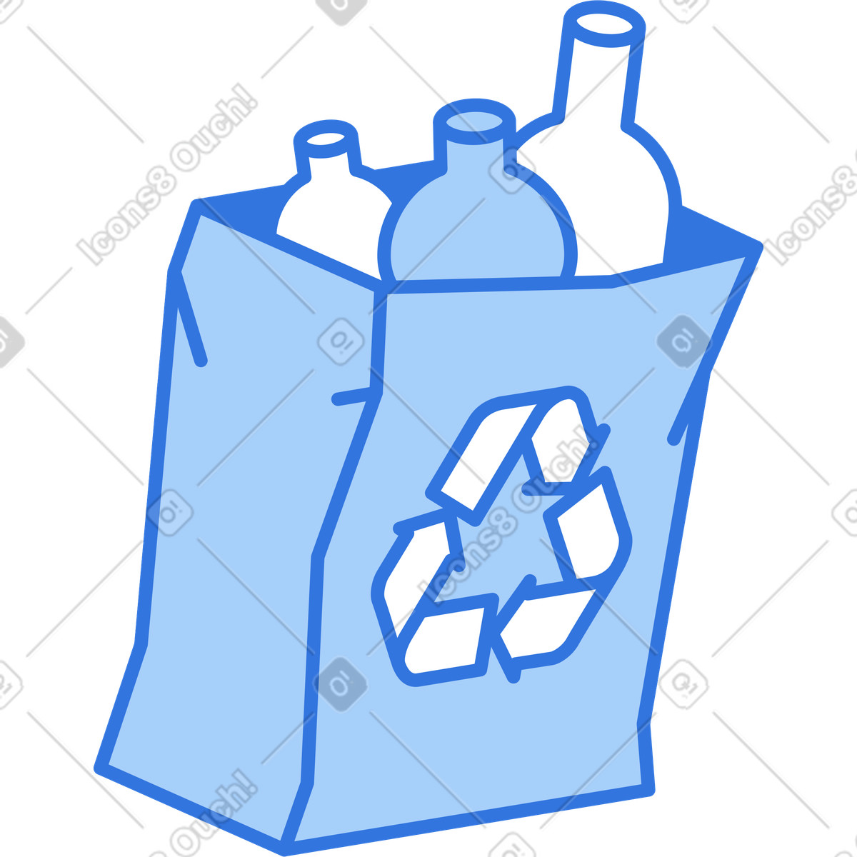 Illustration Sac en papier recyclé avec bouteilles dans le style Sky à télécharger aux formats PNG, SVG