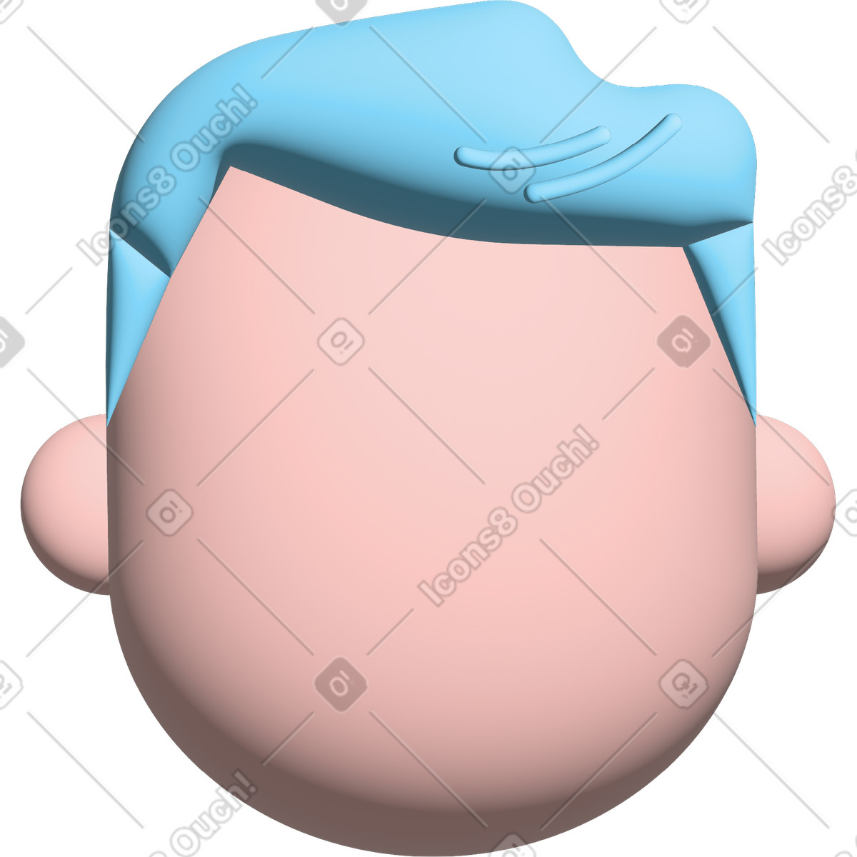 下载 Cartoony 风格的 Head with short blue hair 插画，支持 PNG、SVG 格式