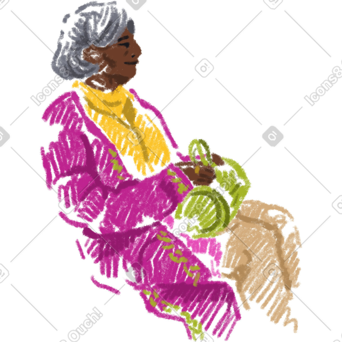 Sketchbook スタイルの Old woman のイラストをPNG、SVG形式でダウンロード