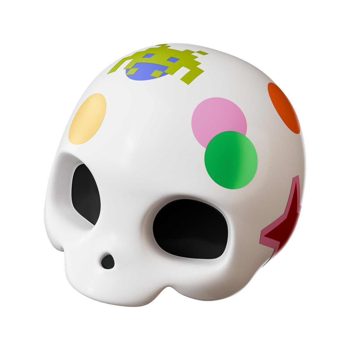 Ilustração de Skull with stickers em no estilo 3D Stickle para baixar em PNG, SVG