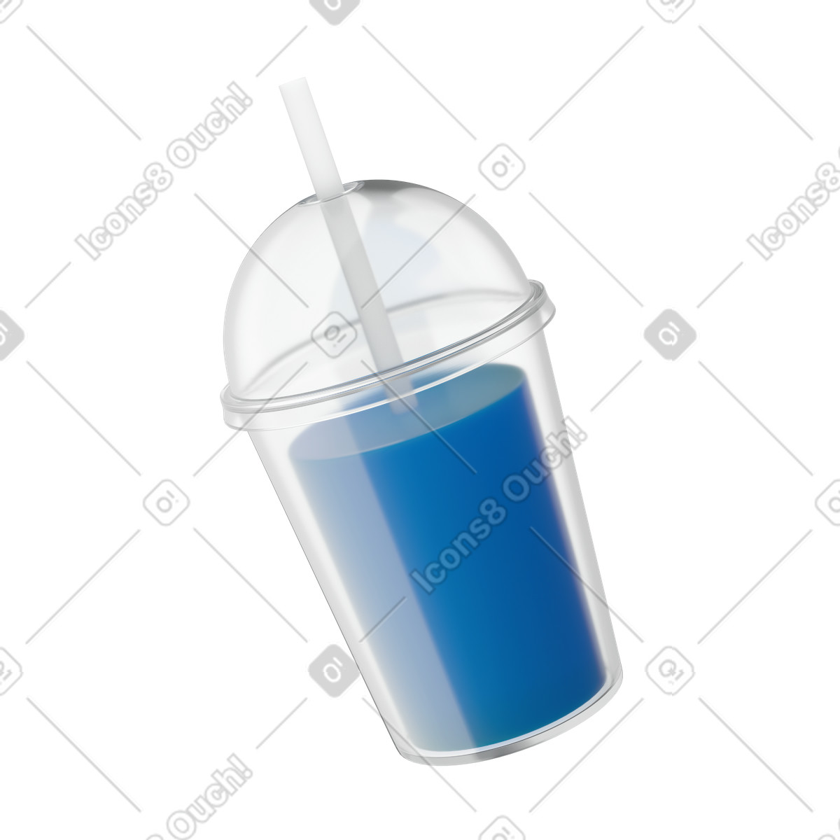 Plastic Cup with Blue Drink illustration in 3D Kindy style download in PNG, SVG