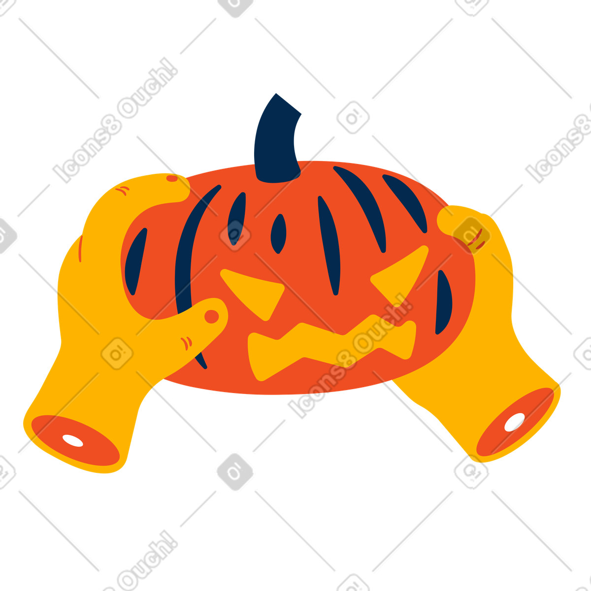 Ilustração de Mãos segurando uma abóbora em no estilo Flame para baixar em PNG, SVG