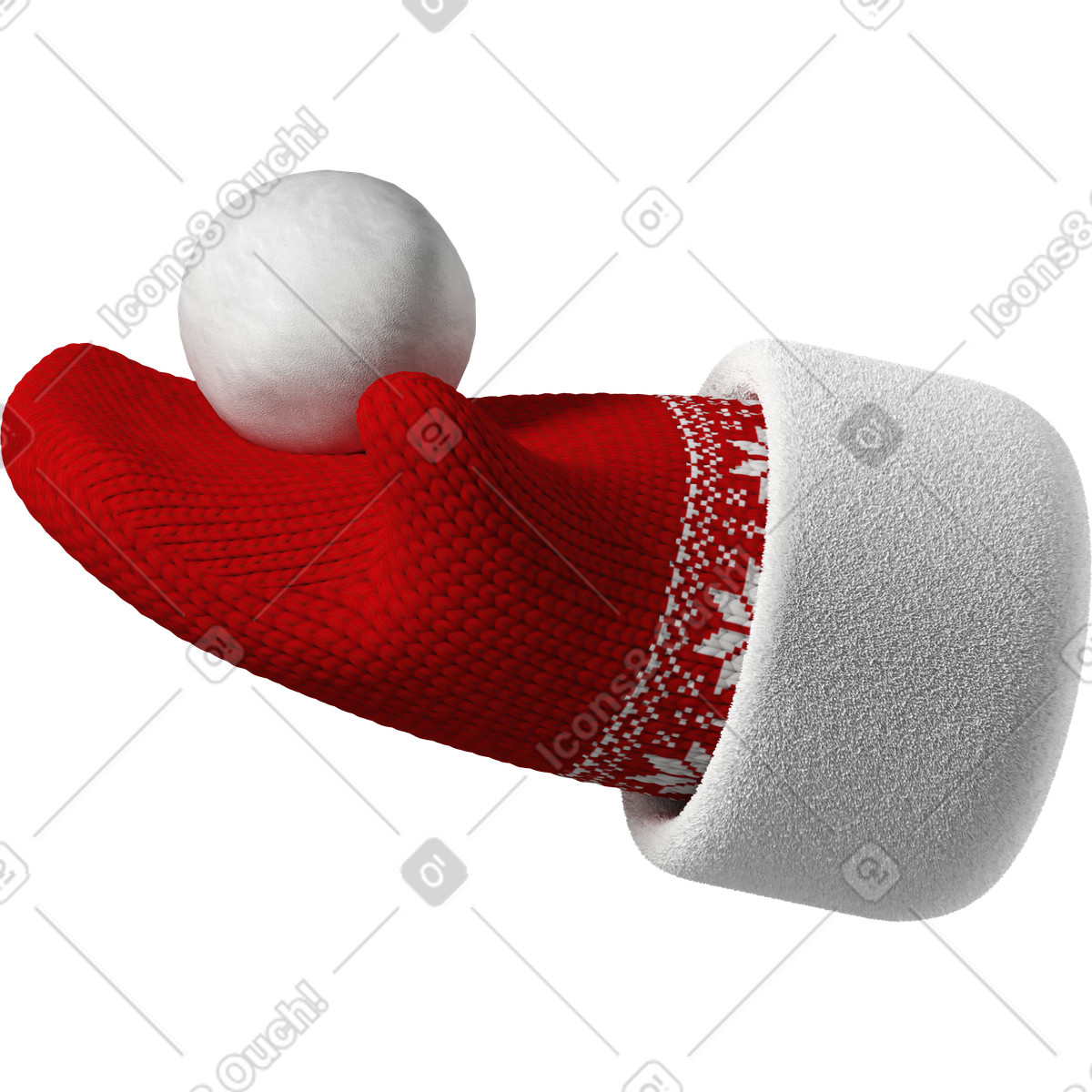 Hand in red Christmas mitten holding a snowball illustration 3D Hands Fun&Wild style download PNG, SVG