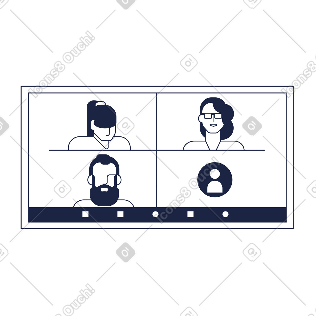 Zoom screen animated illustration in Urban Line style download in GIF, Lottie (JSON), AE