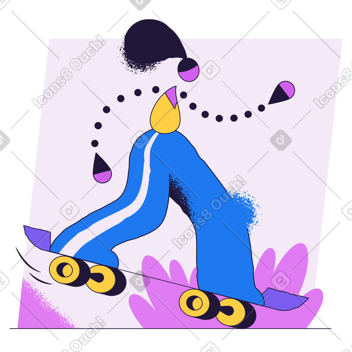 Riding a skateboard, Outdoor recreation and youth sport illustrazione in stile Conifer scarica in PNG, SVG