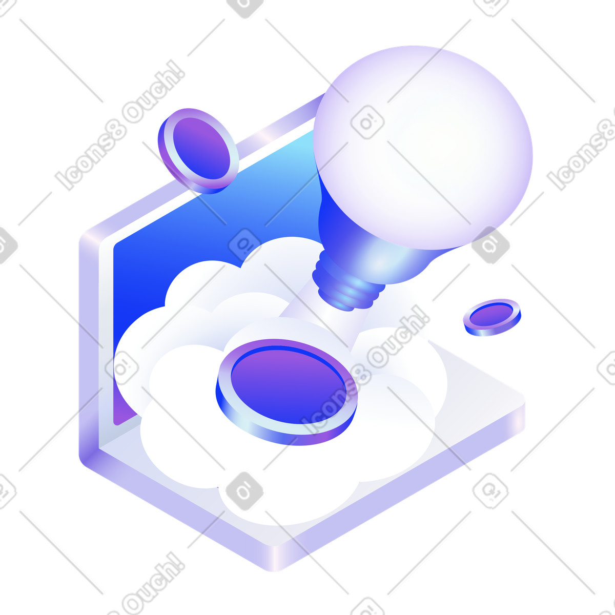 Lightbulb launching from laptop illustrazione in stile Hi-tech scarica in PNG, SVG