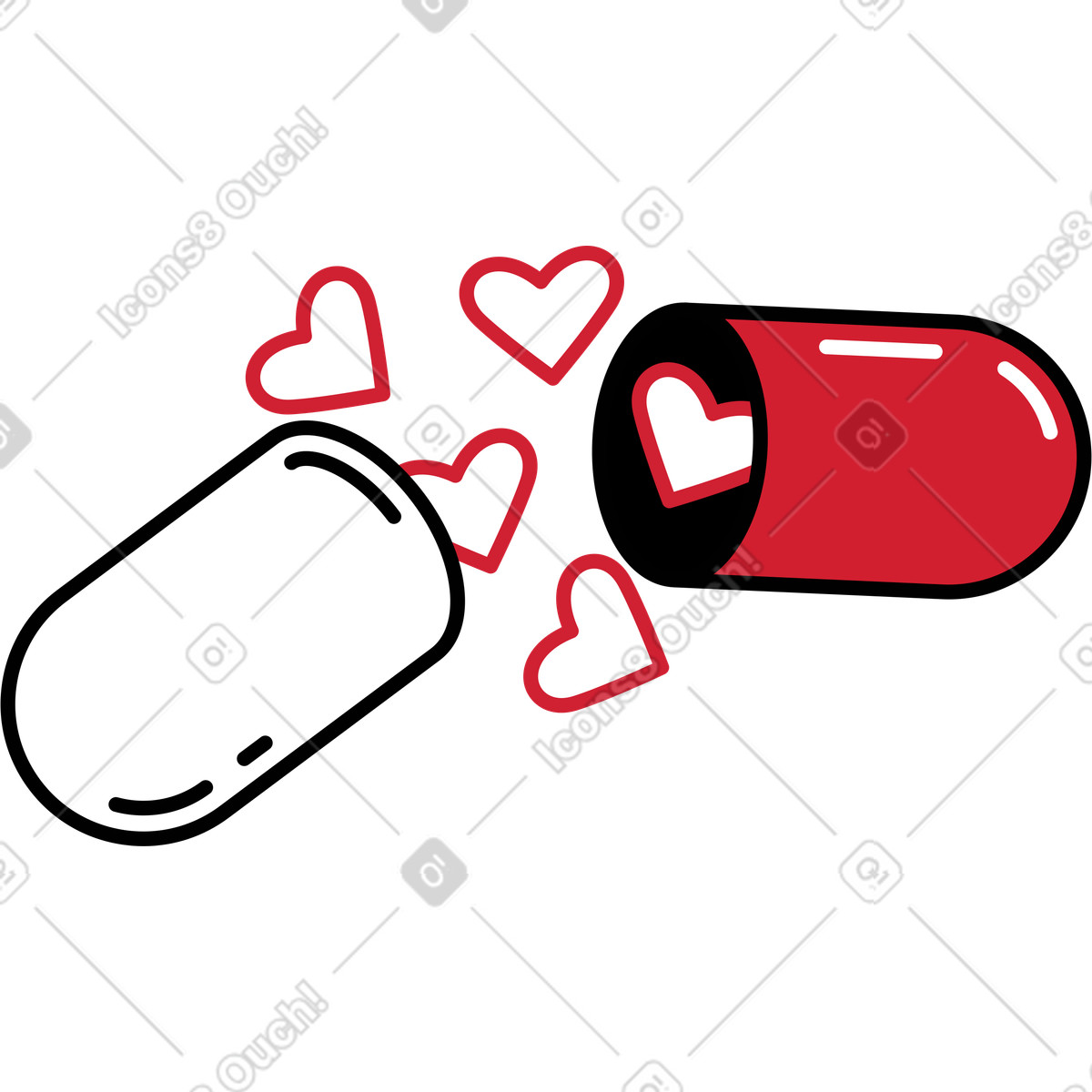 Illustration Pilule avec médicament dans le style Ruby à télécharger aux formats PNG, SVG