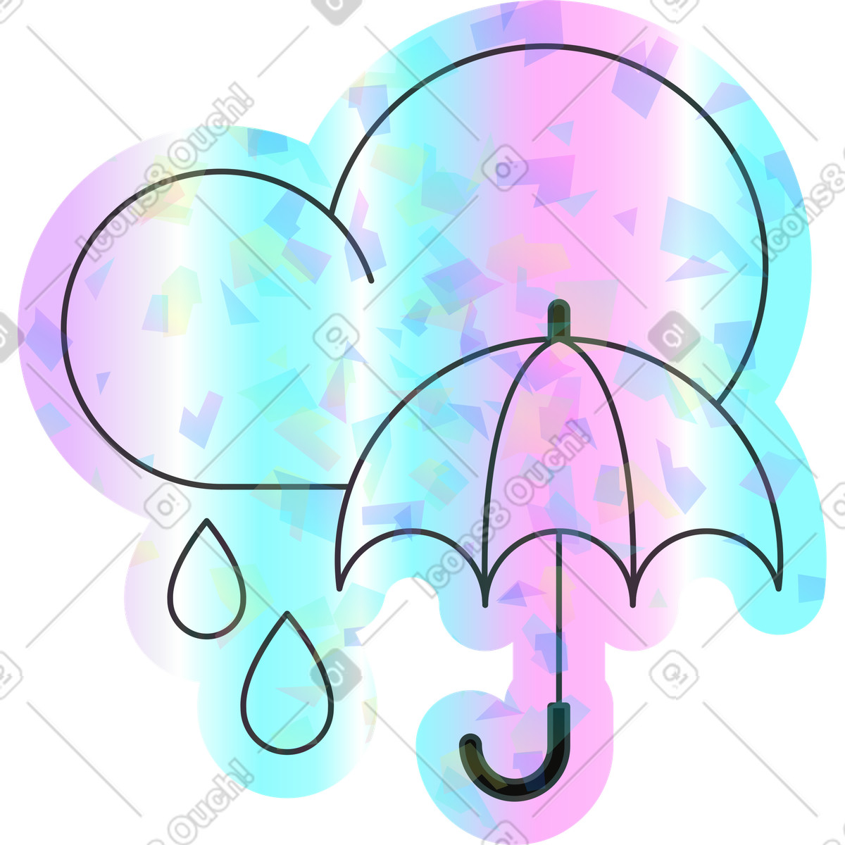 Holostickers スタイルの 雨の のイラストをPNG、SVG形式でダウンロード